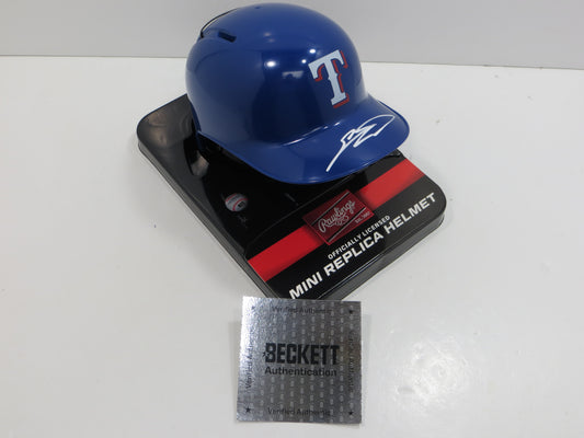 SEBASTIAN WALCOTT SIGNED TEXAS RANGERS MINI RAWLINGS BATTING HELMET BAS