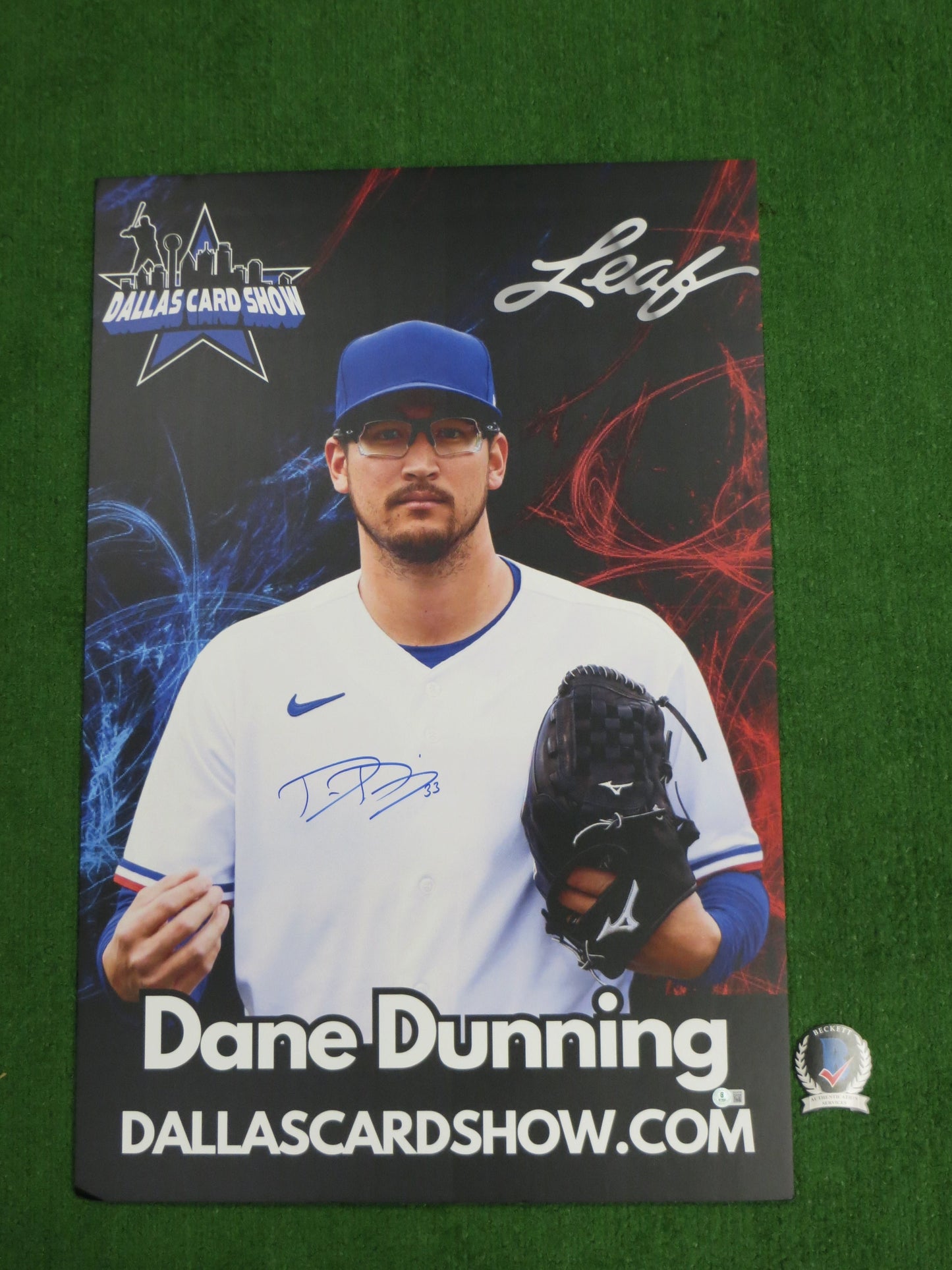 DANE DUNNING SIGNED 24x36 Dallas Card Show FOAM BOARD BAS COA