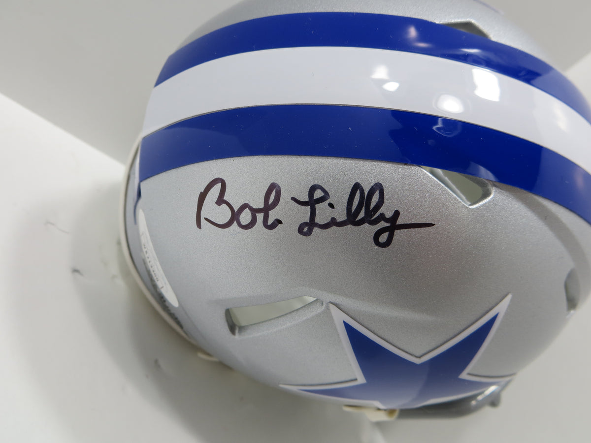 Lilly Riddell BOB LILLY SIGNED DALLAS COWBOYS RIDDELL MINI TB HELMET w/2 INSCs JSA C ...