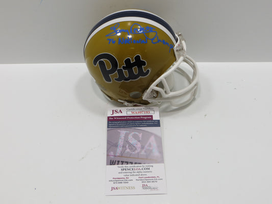 TONY DORSETT SIGNED PITT PANTHERS THROWBACK MINI HELMET w/76NatChamps JSA