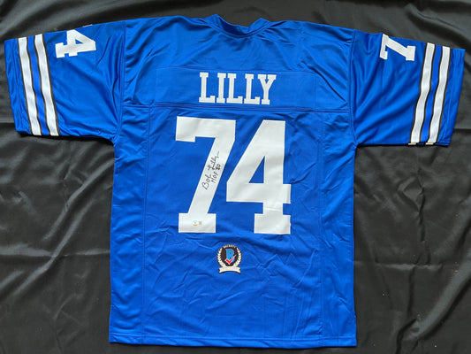 BOB LILLY SIGNED BLUE JERSEY Size 2XL Dallas Cowboys w/HOF 80 BAS COA