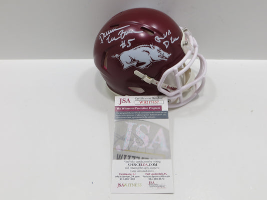 DARREN McFADDEN SIGNED ARKANSAS RAZORBACKS Riddell MINI HELMET wRunDMC BAS