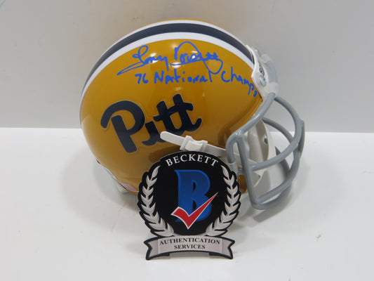 TONY DORSETT SIGNED PITT PANTHERS THROWBACK MINI HELMET w/76NATCHAMPS BAS