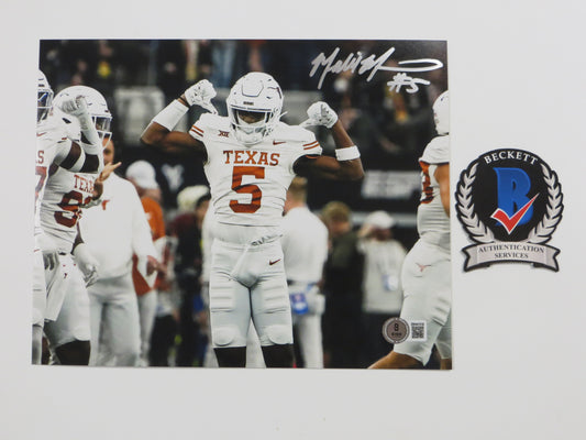 MALIK MUHAMMAD Texas Longhorns White Jersey SIGNED 8x10 PHOTO BAS COA