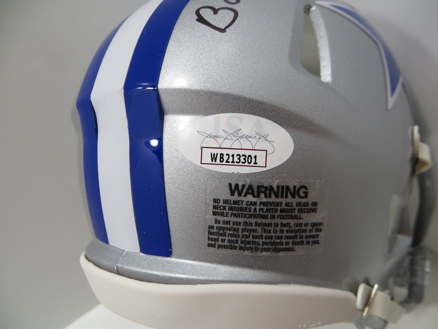 BOB LILLY SIGNED DALLAS COWBOYS RIDDELL MINI TB HELMET w/2 INSCs JSA COA