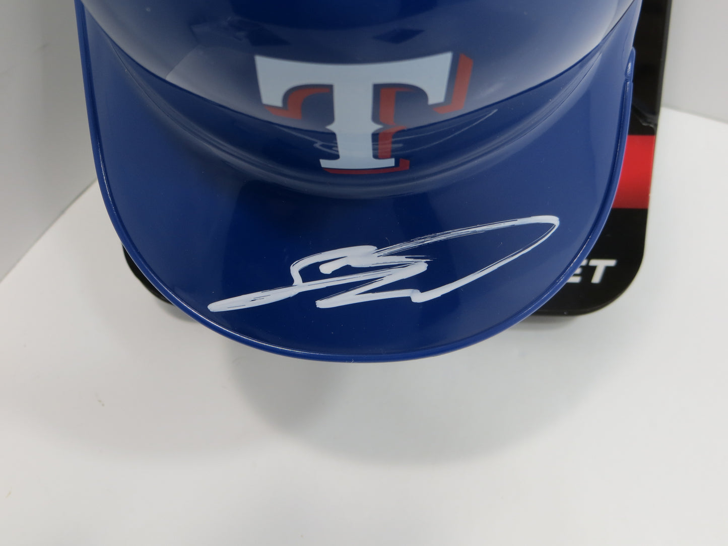 SEBASTIAN WALCOTT SIGNED TEXAS RANGERS MINI RAWLINGS BATTING HELMET BAS