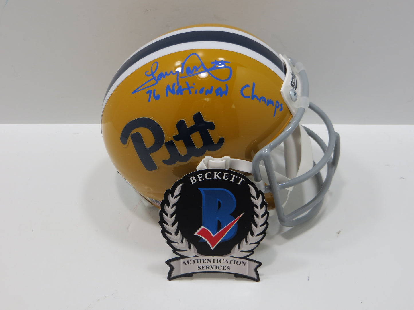 TONY DORSETT SIGNED PITT PANTHERS THROWBACK MINI HELMET w/76NATCHAMPS BAS