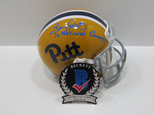 TONY DORSETT SIGNED PITT PANTHERS THROWBACK MINI HELMET w/76NATCHAMPS BAS