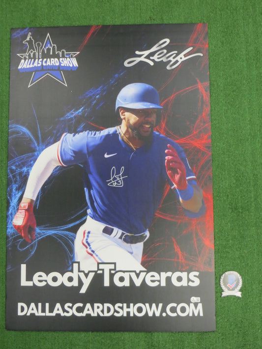 LEODY TAVERAS TEXAS RANGERS SIGNED 24x36 Dallas Card Show FOAM BOARD BAS 2