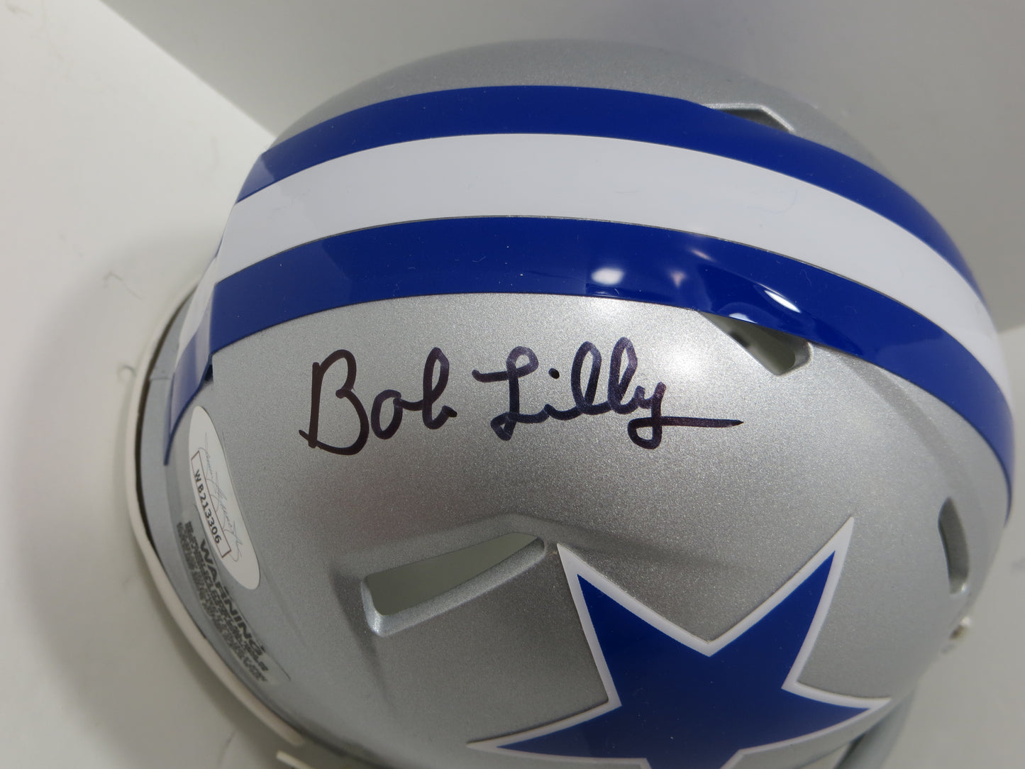 BOB LILLY SIGNED DALLAS COWBOYS RIDDELL MINI TB HELMET w/2 INSCs JSA COA