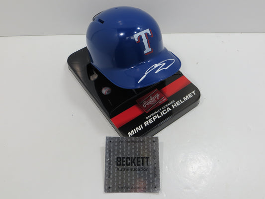 SEBASTIAN WALCOTT SIGNED TEXAS RANGERS MINI RAWLINGS BATTING HELMET BAS