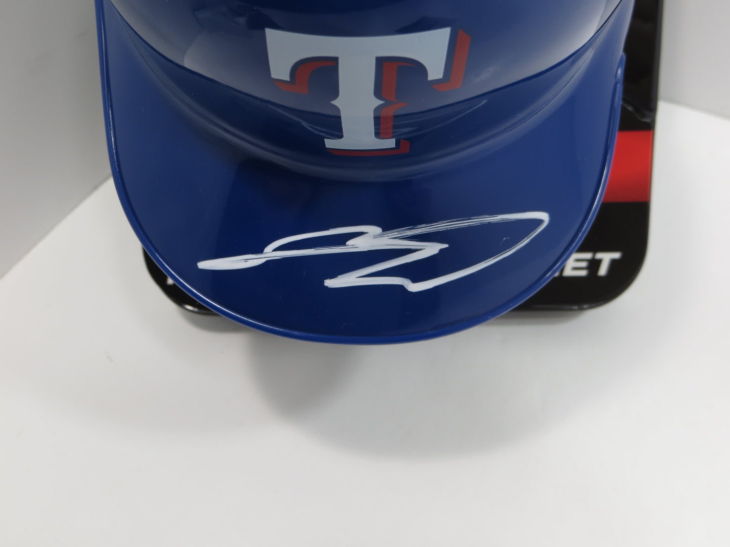 SEBASTIAN WALCOTT SIGNED TEXAS RANGERS MINI RAWLINGS BATTING HELMET BAS