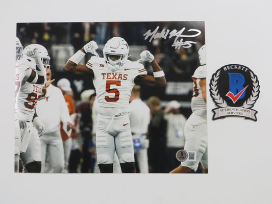 MALIK MUHAMMAD Texas Longhorns White Jersey SIGNED 8x10 PHOTO BAS COA