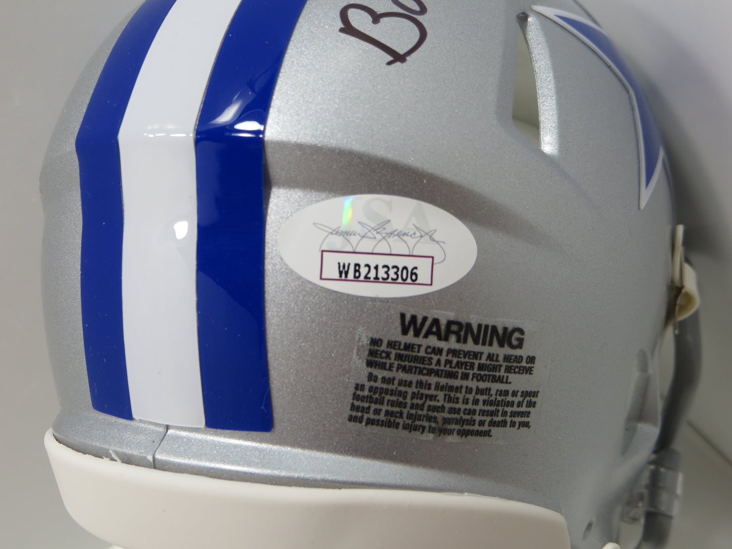 BOB LILLY SIGNED DALLAS COWBOYS RIDDELL MINI TB HELMET w/2 INSCs JSA COA
