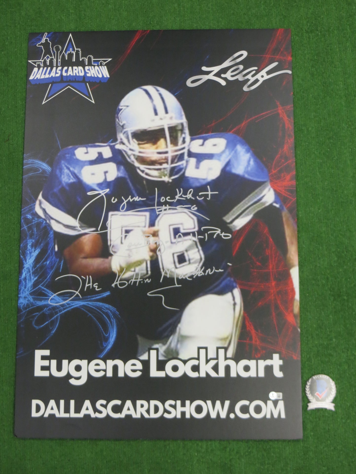 EUGENE LOCKHART DALLAS COWBOYS SIGNED Dallas Card Show 24x36 FOAM BOARD BAS COA