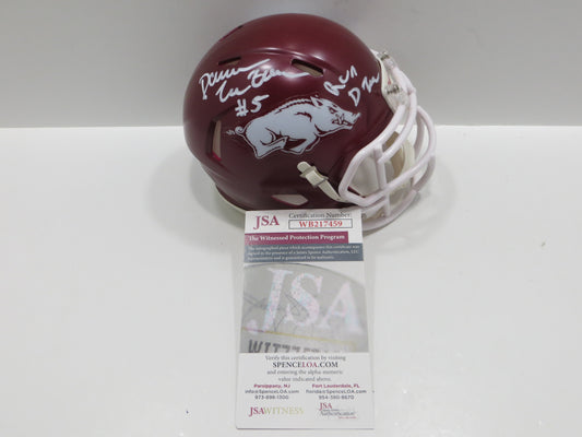 DARREN McFADDEN SIGNED ARKANSAS RAZORBACKS Riddell MINI HELMET wRunDMC BAS