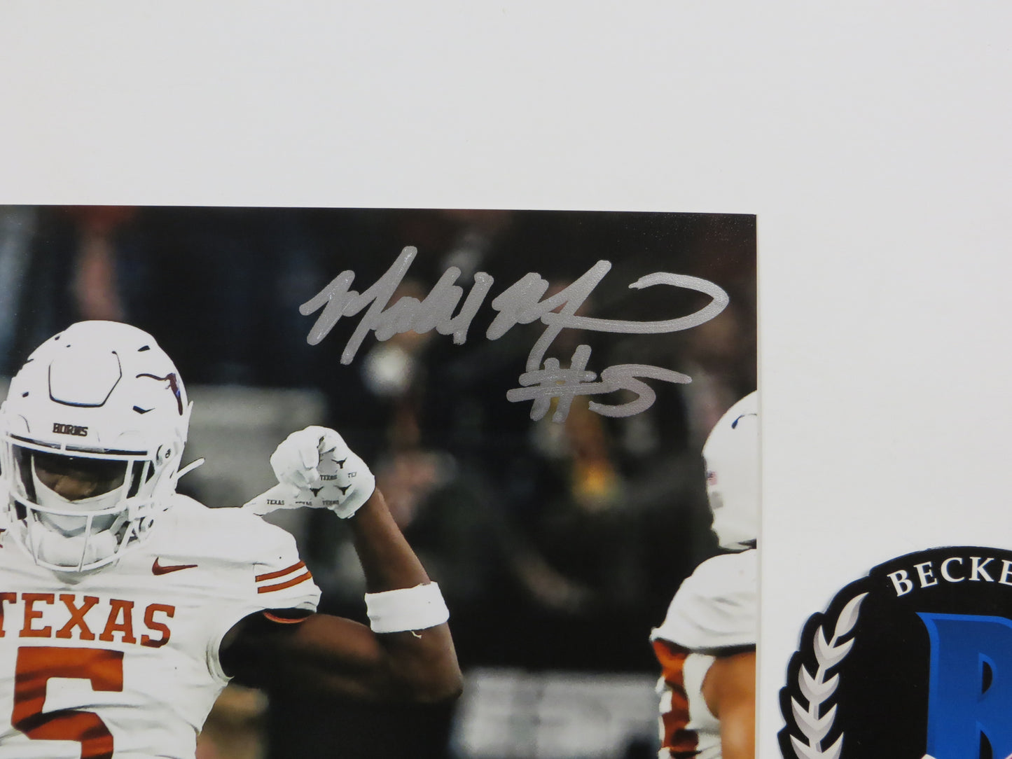 MALIK MUHAMMAD Texas Longhorns White Jersey SIGNED 8x10 PHOTO BAS COA