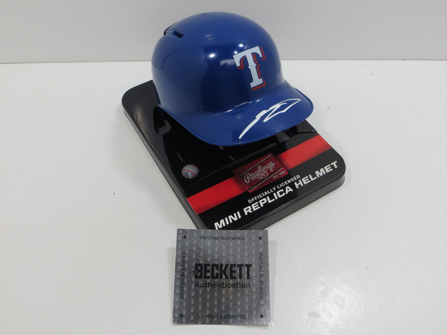 SEBASTIAN WALCOTT SIGNED TEXAS RANGERS MINI RAWLINGS BATTING HELMET BAS