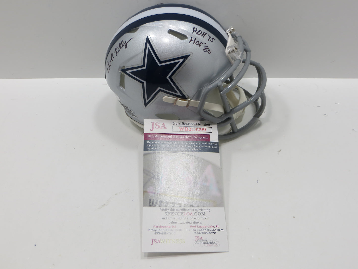 BOB LILLY SIGNED DALLAS COWBOYS RIDDELL MINI HELMET w/2 INSCs JSA COA