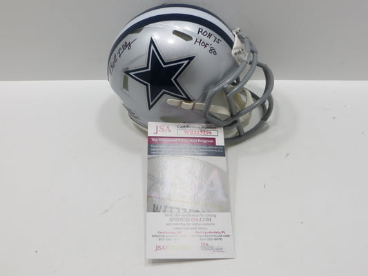 BOB LILLY SIGNED DALLAS COWBOYS RIDDELL MINI HELMET w/2 INSCs JSA COA