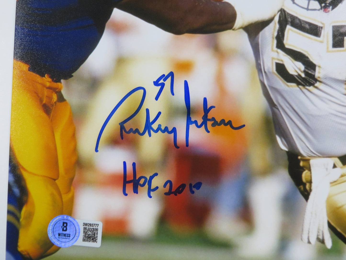 RICKEY JACKSON NEW ORLEANS SAINTS SIGNED 8x10 PHOTO v RAMS w/HOF2010 BAS