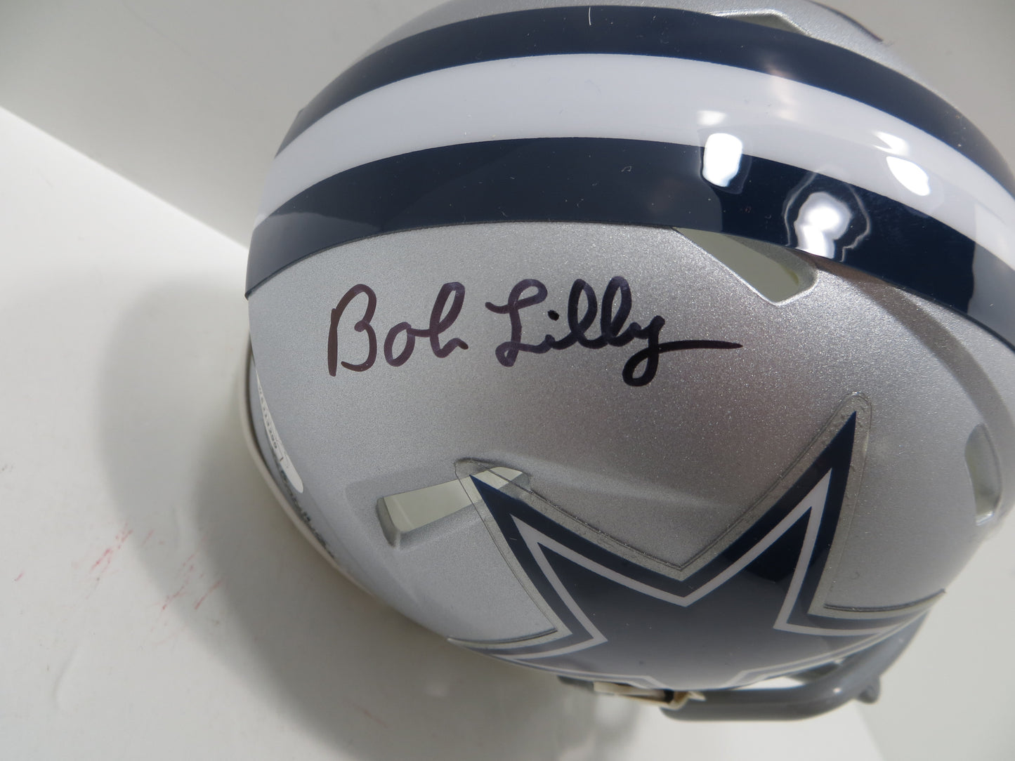 BOB LILLY SIGNED DALLAS COWBOYS RIDDELL MINI HELMET w/2 INSCs JSA COA
