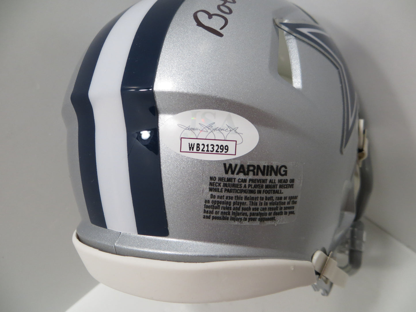 BOB LILLY SIGNED DALLAS COWBOYS RIDDELL MINI HELMET w/2 INSCs JSA COA
