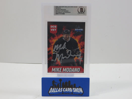 MIKE MODANO DALLAS STARS SIGNED 2025 Jan Dallas Card Show #1 BGS BAS SLAB