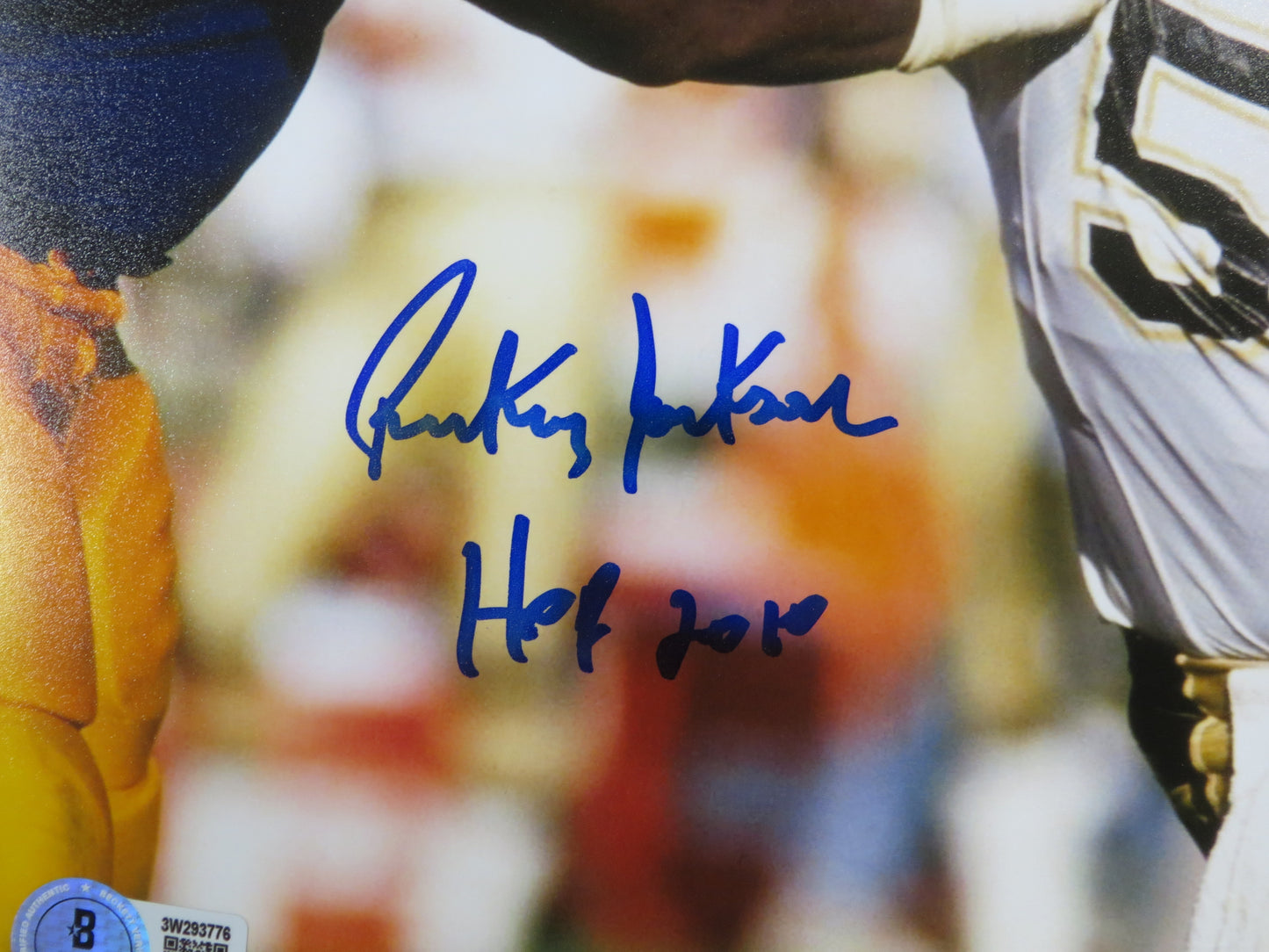 RICKEY JACKSON NEW ORLEANS SAINTS SIGNED 8x10 PHOTO v RAMS w/HOF2010 BAS