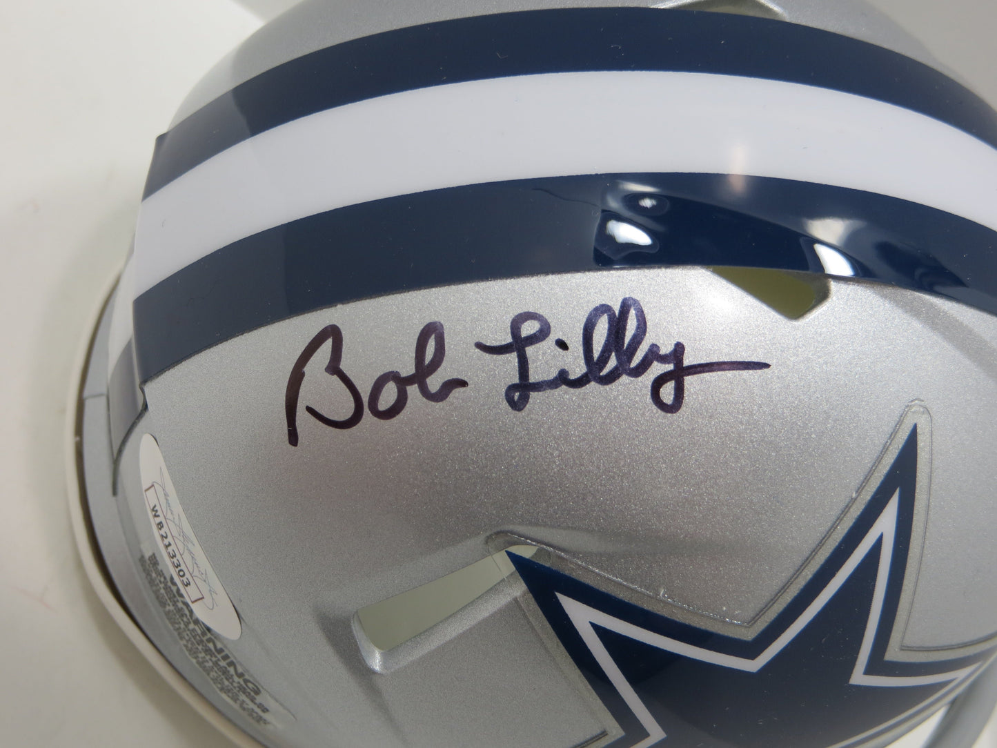 BOB LILLY SIGNED DALLAS COWBOYS RIDDELL MINI HELMET w/2 INSCs JSA COA