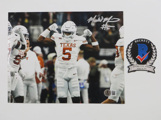 MALIK MUHAMMAD Texas Longhorns White Jersey SIGNED 8x10 PHOTO BAS COA