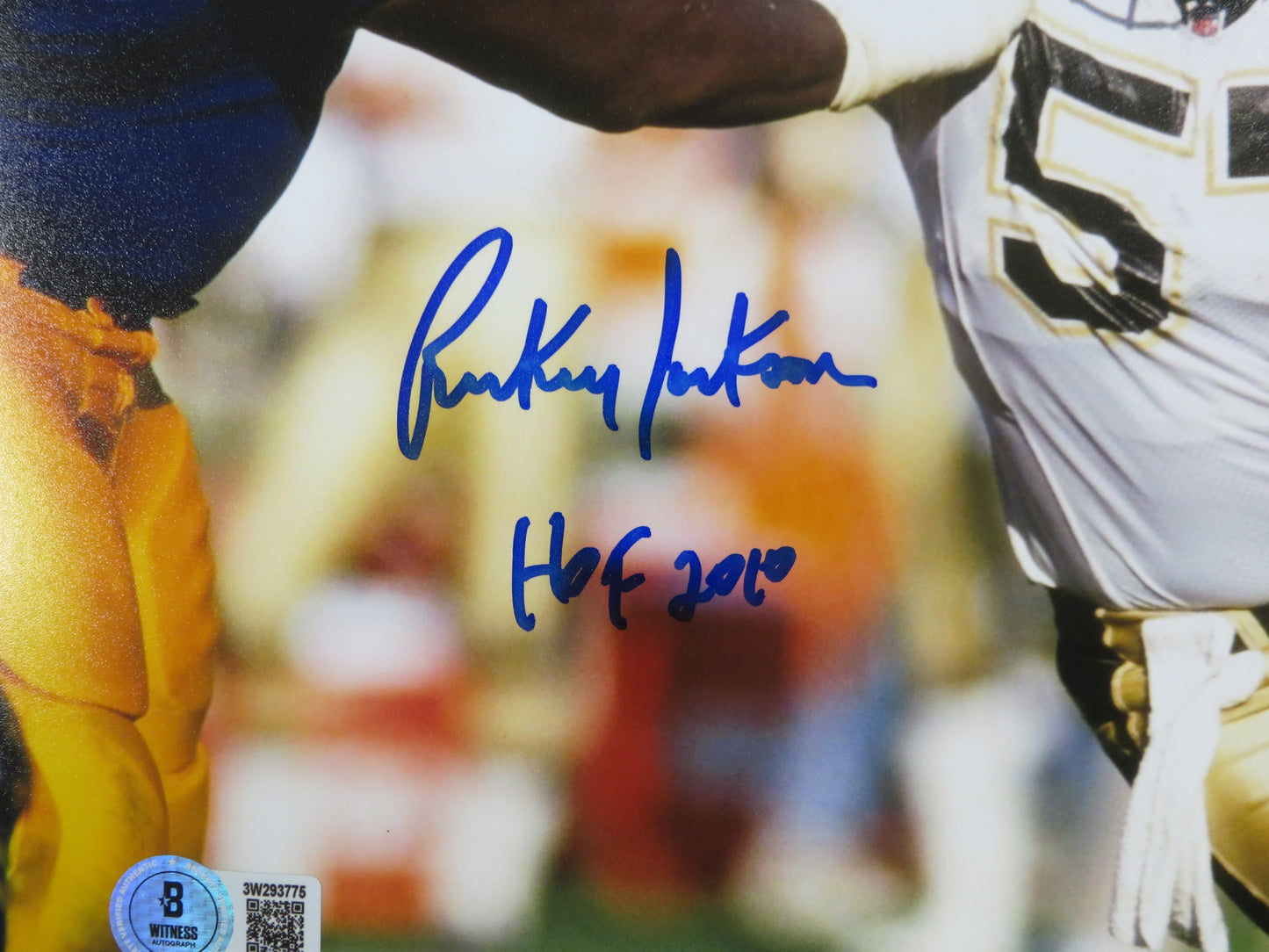 RICKEY JACKSON NEW ORLEANS SAINTS SIGNED 8x10 PHOTO v RAMS w/HOF2010 BAS