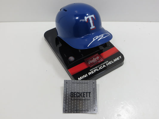 SEBASTIAN WALCOTT SIGNED TEXAS RANGERS MINI RAWLINGS BATTING HELMET BAS