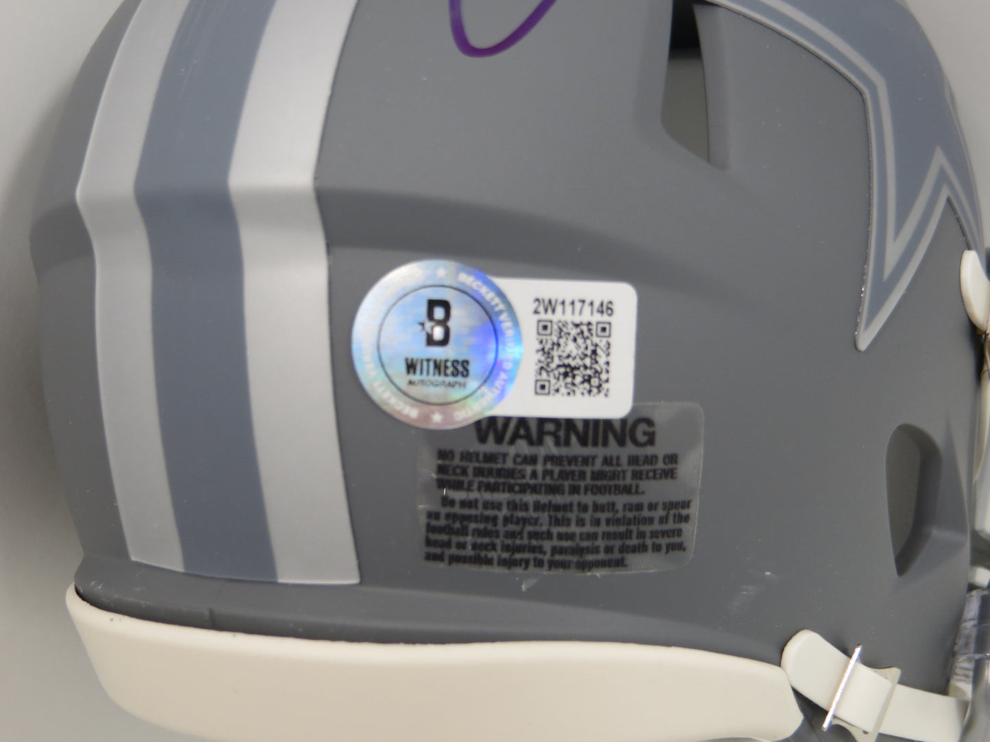 DREW PEARSON DALLAS COWBOYS SIGNED SLATE Mini Helmet w/HOF 21 BAS COA