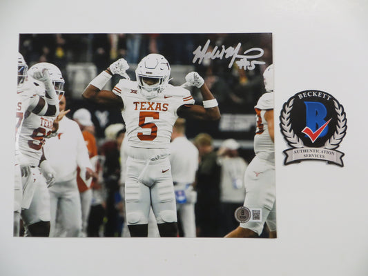 MALIK MUHAMMAD Texas Longhorns White Jersey SIGNED 8x10 PHOTO BAS COA