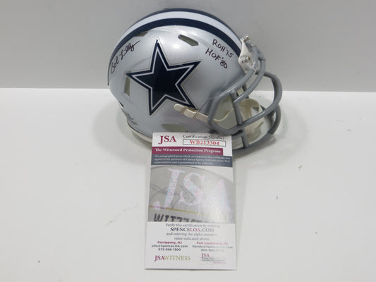 BOB LILLY SIGNED DALLAS COWBOYS RIDDELL MINI HELMET w/2 INSCs JSA COA