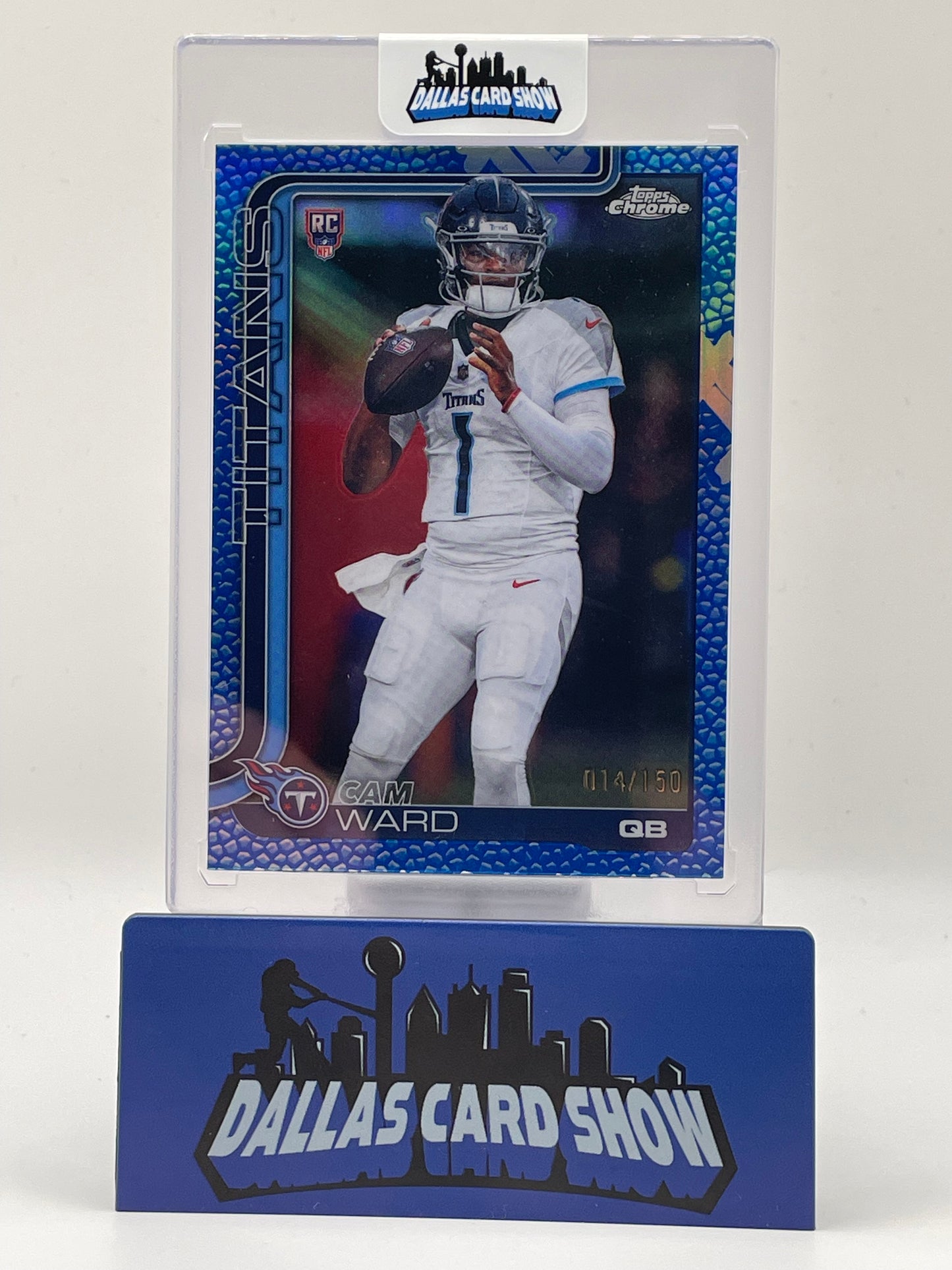 2025 Topps Chrome #314 Cam Ward Rookie RC Blue Football Refractor /150