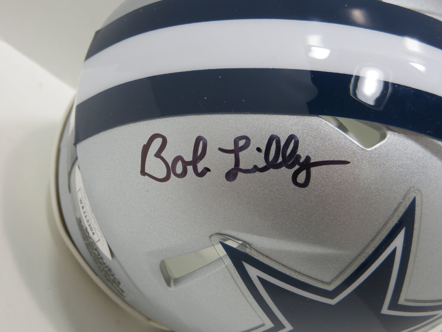 BOB LILLY SIGNED DALLAS COWBOYS RIDDELL MINI HELMET w/2 INSCs JSA COA