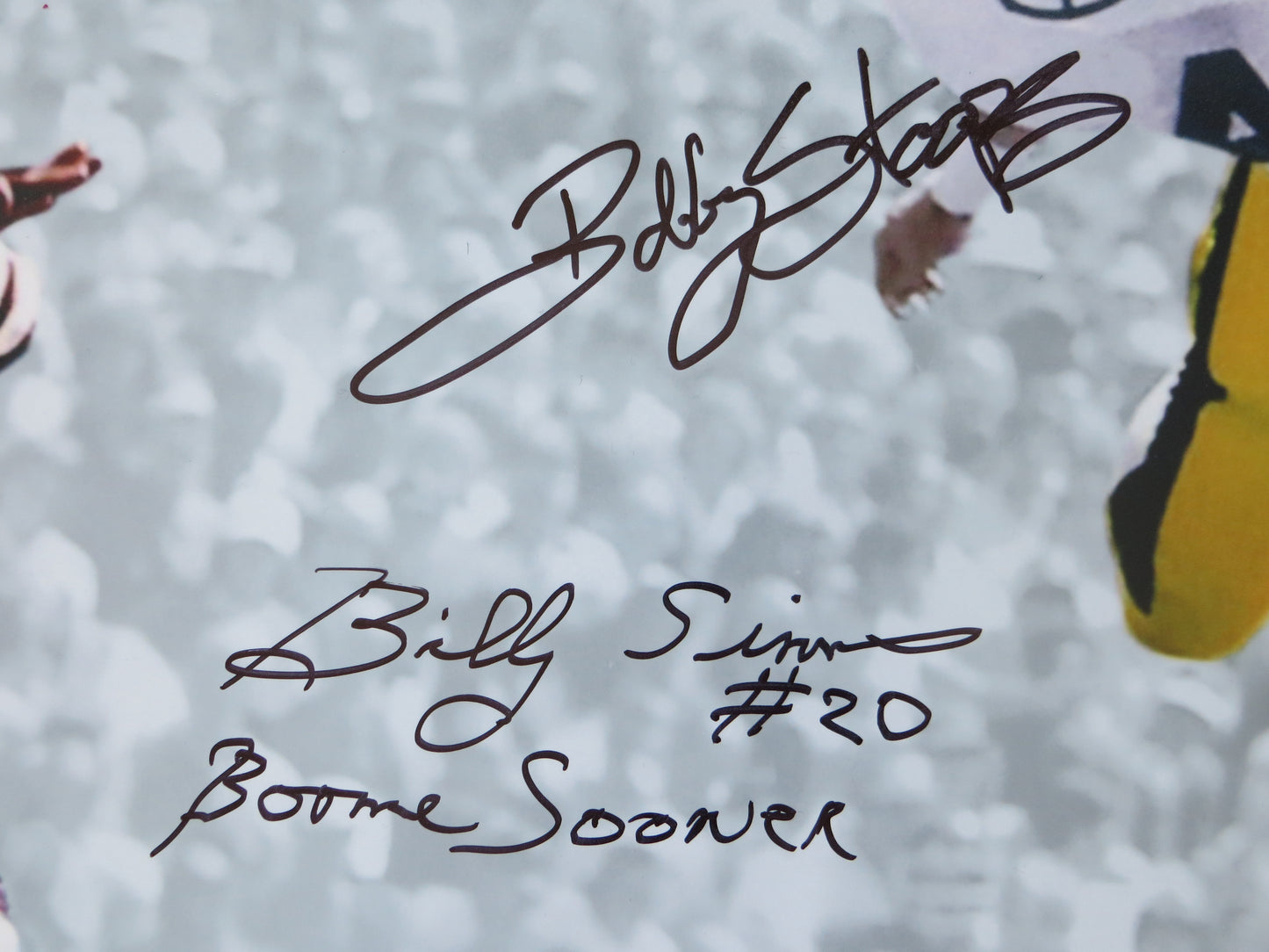 BOB STOOPS BILLY SIMS OU SOONERS IOWA SIGNED 16x20 PHOTO BAS COA