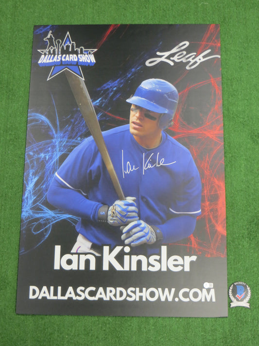 IAN KINSLER TEXAS RANGERS SIGNED 24x36 Dallas Card Show FOAM BOARD BAS COA
