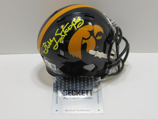BOB STOOPS SIGNED IOWA HAWKEYES MINI HELMET Oklahoma Sooners BAS