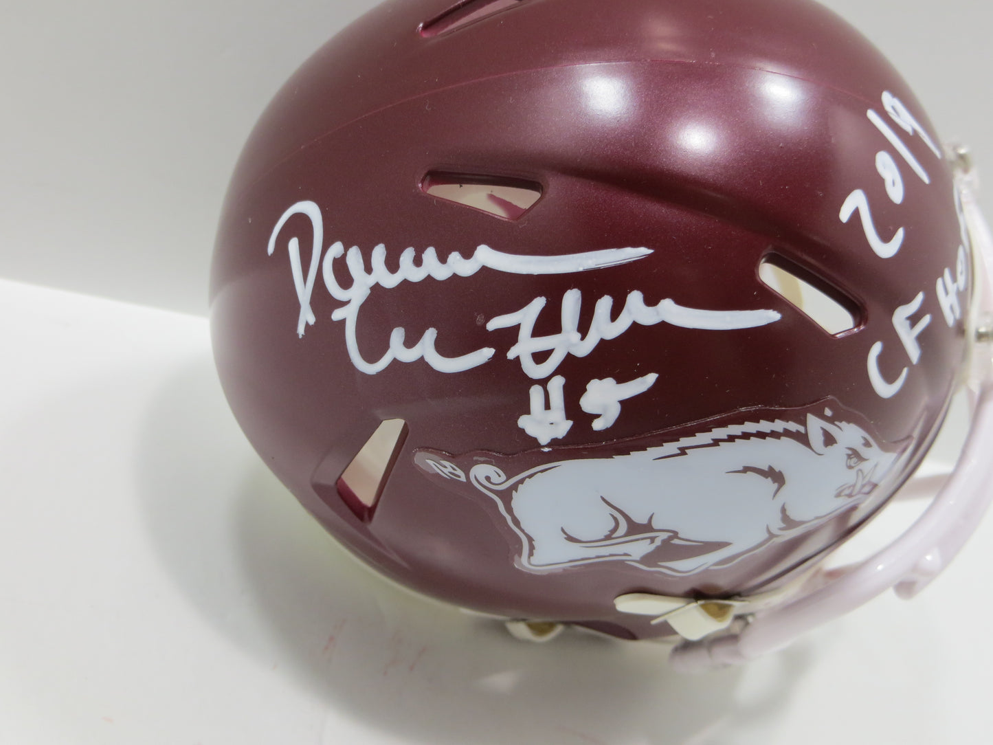 DARREN McFADDEN SIGNED ARKANSAS RAZORBACKS Riddell MINI HELMET wCFHOF BAS