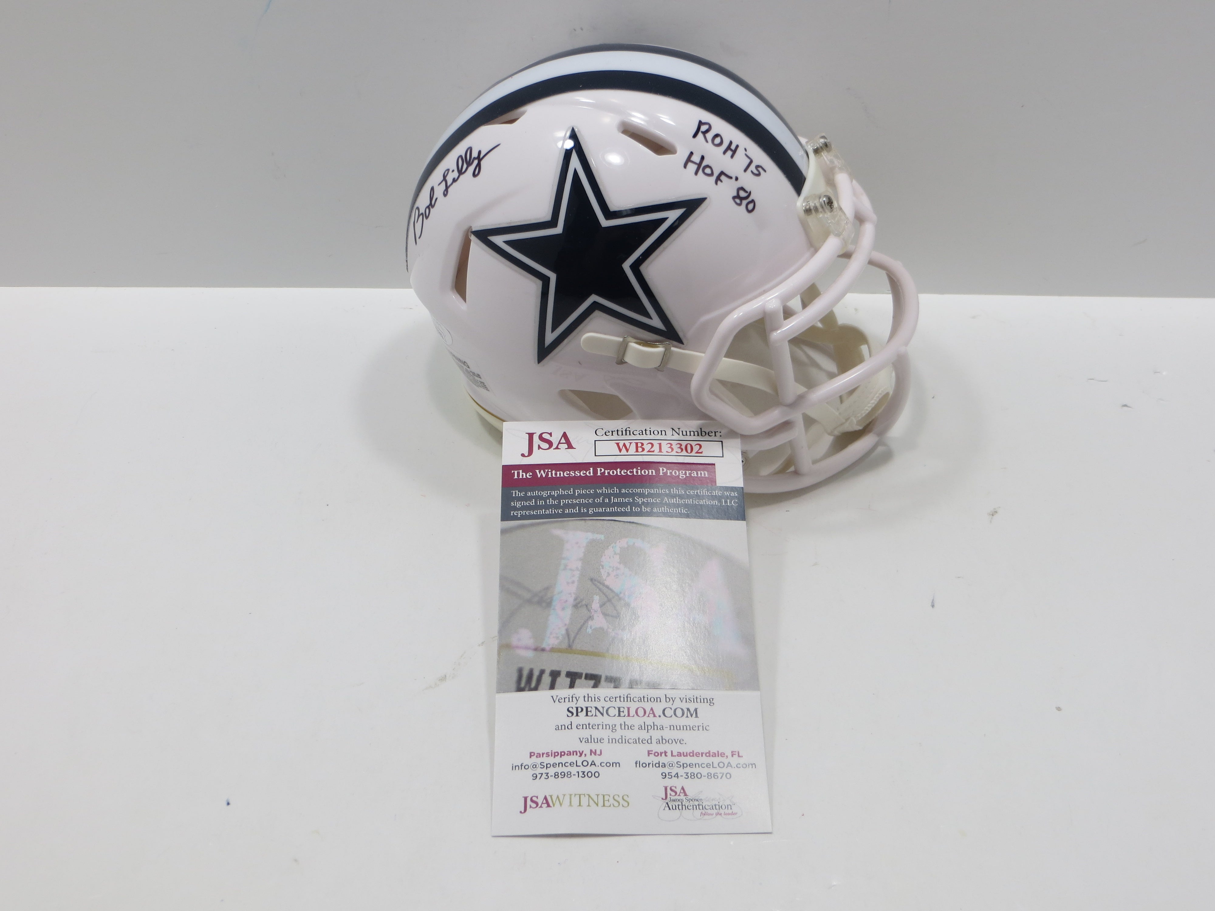 BOB LILLY SIGNED DALLAS COWBOYS RIDDELL MINI Alt HELMET w/2 INSCs JSA ...