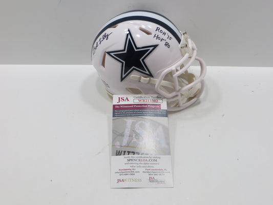 BOB LILLY SIGNED DALLAS COWBOYS RIDDELL MINI Alt HELMET w/2 INSCs JSA COA