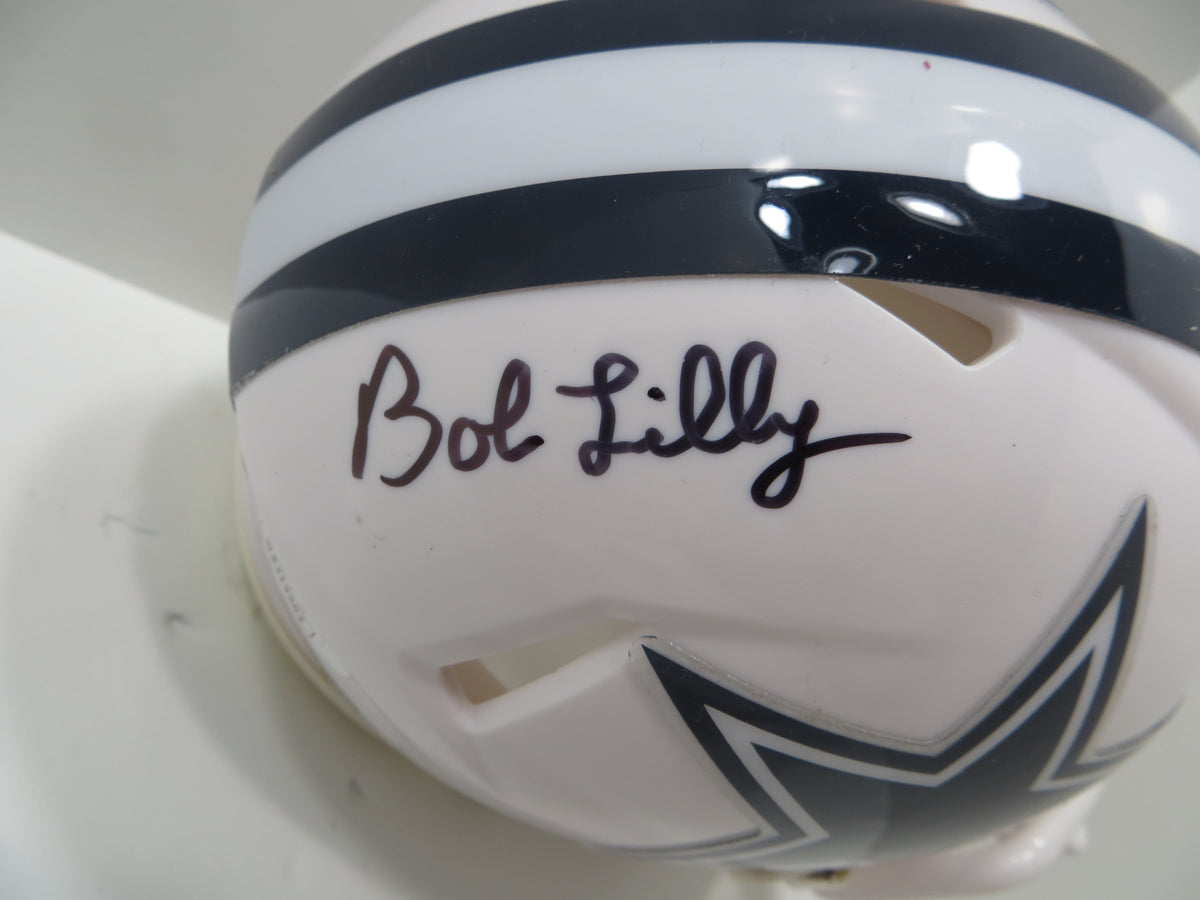 Lilly Riddell BOB LILLY SIGNED DALLAS COWBOYS RIDDELL MINI Alt HELMET w/2 INSCs JSA ...