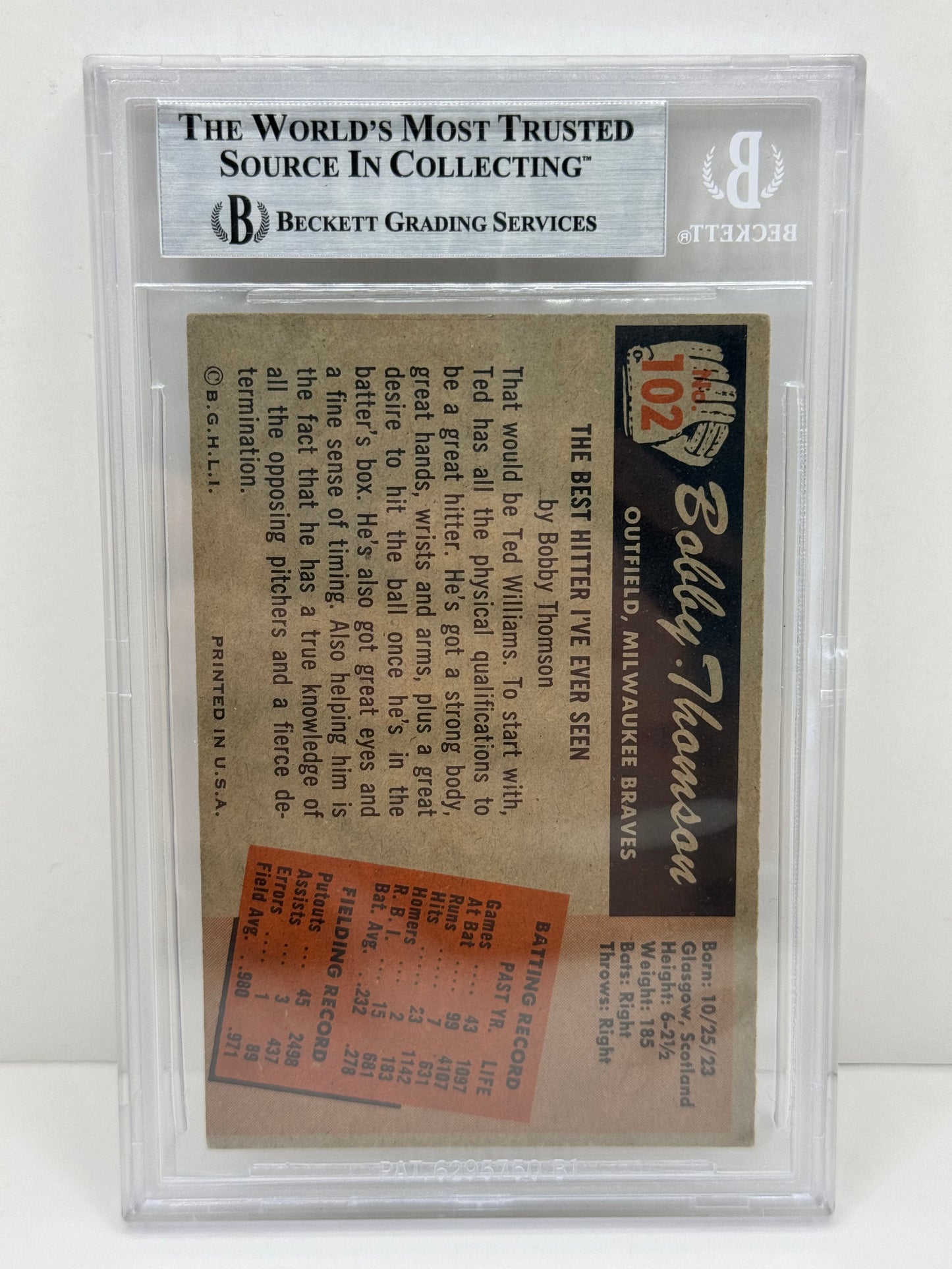 1955 Bowman Bobby Thomson #102 Auto Beckett Authentic Deceased in 2011