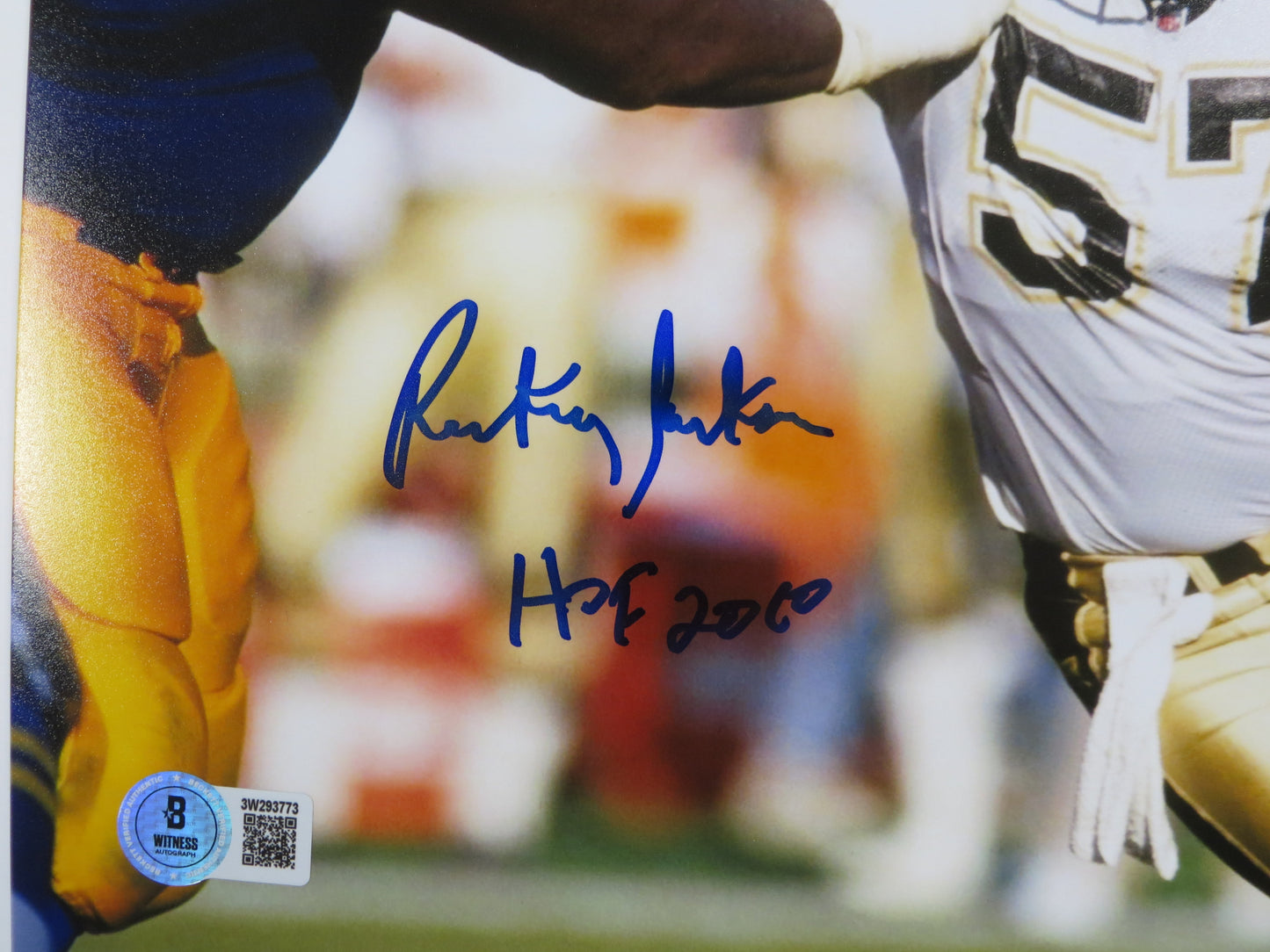 RICKEY JACKSON NEW ORLEANS SAINTS SIGNED 8x10 PHOTO v RAMS w/HOF2010 BAS