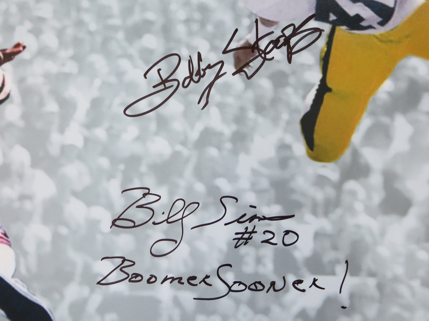 BOB STOOPS BILLY SIMS OU SOONERS IOWA SIGNED 16x20 PHOTO BAS COA
