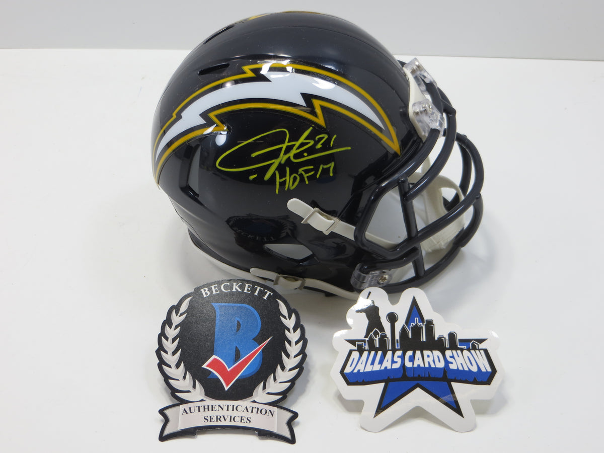 LaDAINIAN TOMLINSON CHARGERS SIGNED Throwback MINI HELMET wHOF17 TCU BAS