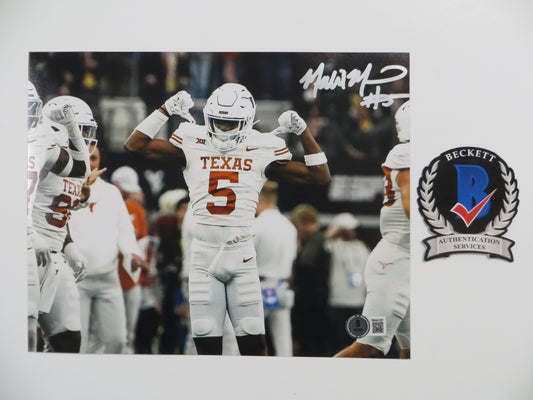 MALIK MUHAMMAD Texas Longhorns White Jersey SIGNED 8x10 PHOTO BAS COA